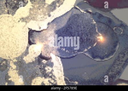 Blue, grey and gold pattern with texture of marble and sparkles. Abstract vector background in alcohol ink technique. Modern paint with glitter. Templ Stock Vector