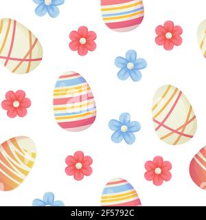 Easter egg painted with stripes. Can be used as easter hunt element for web banners, posters and web pages. Stock vector illustration in cartoon style Stock Vector