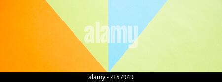 Color papers geometry flat composition background with green, orange and blue tones.New Minimal Flat design. Colorful new Paper modern background Stock Photo