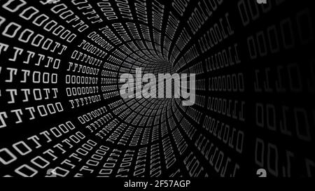 Drive through binary data tunnel Stock Photo