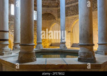 Ancient arabic and roman bath with columns in Girona, Catalonia Spain Stock Photo