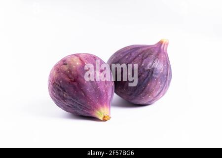 isolate, ripe figs on white background, close-up Stock Photo