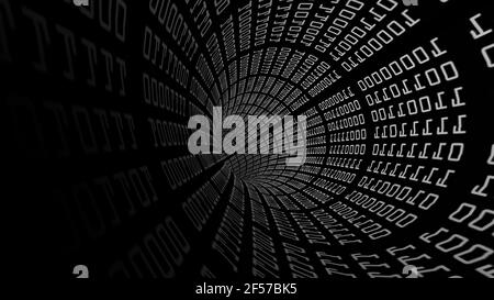 Driving Through Binary Data Tunnel Stock Photo