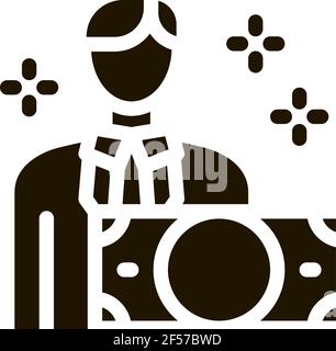 man gets money icon Vector Glyph Illustration Stock Vector