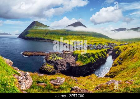 Picturesque view on village of Gjogv Stock Photo