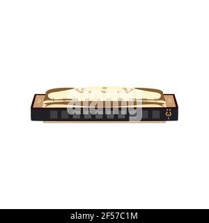 Vector illustration of harmonica isolated on white background Stock Vector