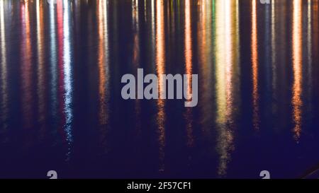 Reflections in the water. Abstract dark blue background. Empty scene Stock Photo
