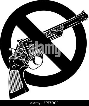 black silhouette of Symbol No gun on white background vector illustration Stock Vector