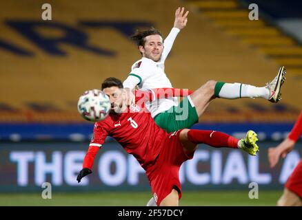 Republic of Ireland's Alan Browne scores their side's first goal of the game during the 2022 FIFA World Cup Qualifying match at the Rajko Mitic Stadium in Belgrade, Serbia. Picture date: Wednesday March 24, 2021. Stock Photo