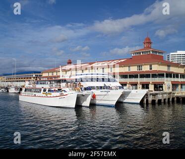 Australia. Queensland. Cairns. Trinity wharf with tour boats. Stock Photo