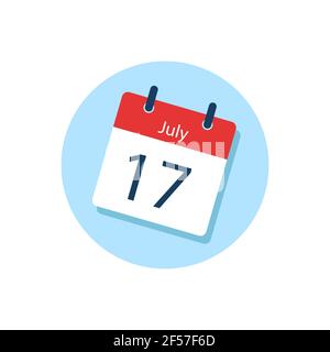White daily calendar Icon July in a Flat Design style. Easy to edit Isolated vector Illustration. Stock Vector