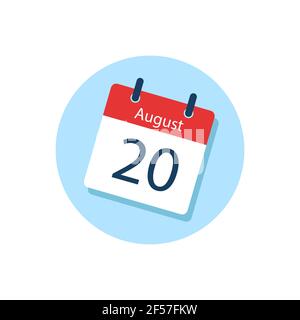 White daily calendar Icon August in a Flat Design style. Easy to edit Isolated vector Illustration. Stock Vector