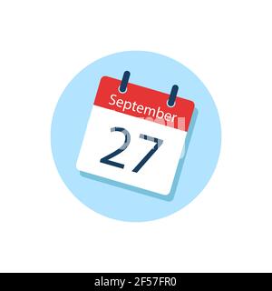 White daily calendar Icon September in a Flat Design style. Easy to edit Isolated vector Illustration. Stock Vector