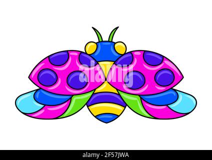 Decorative ornamental stylized ladybug. Mexican ceramic cute naive art. Stock Vector