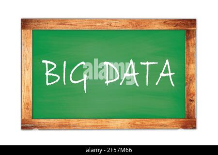 BIG  DATA text written on green wooden frame school blackboard. Stock Photo