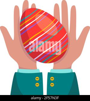 Hands are holding a red Easter egg Stock Vector