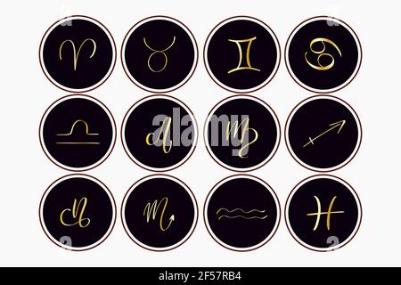 Astrological symbols of the zodiac signs. Astrology,Natal charts, horoscopes Stock Vector