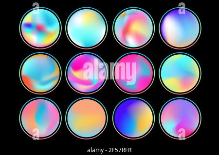 Circle colorful gradient vector icons. Abstract minimal round bright background Stock Vector