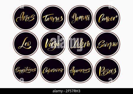 Astrological symbols of the zodiac signs. Astrology,Natal charts, horoscopes Stock Vector