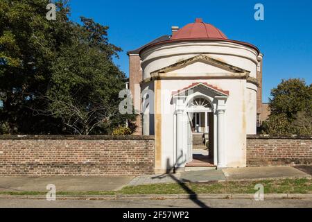 Charleston, South Carolina, USA - Ornate entry gate for the Joseph Manigault House in Charleston. The historic home was built in 1803. Stock Photo