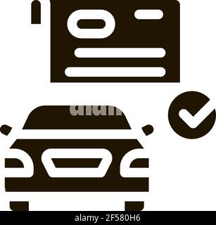 checked documents for car icon Vector Glyph Illustration Stock Vector