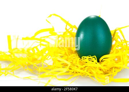 Green colored egg Stock Photo