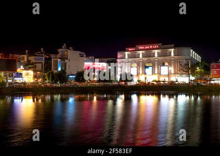 Bao Loc Town, Lam Dong Province, Vietnam - March 12, 2021: Night at Bao Loc Town, Lam Dong Province, Vietnam Stock Photo