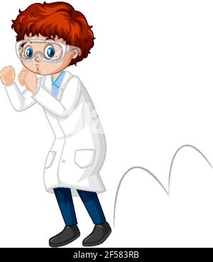 A boy cartoon character wearing laboratory coat illustration Stock Vector