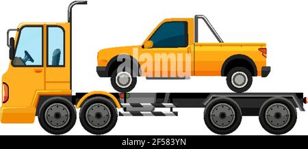 Tow truck carrying car isolated background illustration Stock Vector