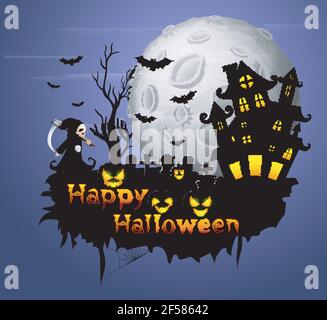 Vector illustration of Halloween party poster Stock Vector