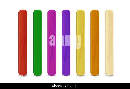 Colored wooden sticks for popsicle, popsticks Stock Vector
