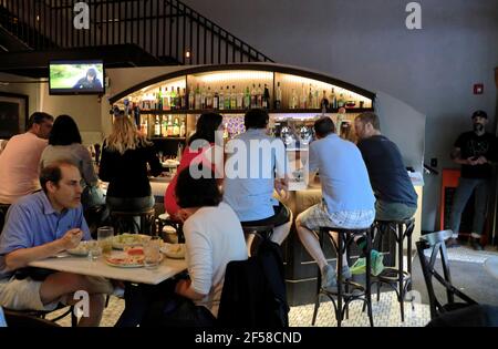 Interior view of Pizzaiolo Primo a Italian restaurant in Market Square.Pittsburgh.Pennsylvania.USA Stock Photo