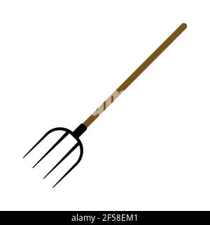 pitchfork for agricultural work with hay and grass vector pitchfork simple drawing Stock Vector