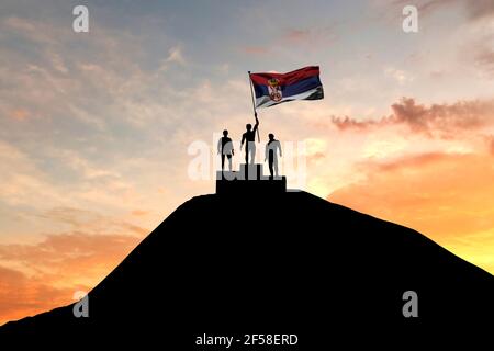 Valle D Aosta 3D waving flag illustration on a tiny metal flagpole.  Isolated on white background with space on the right side Stock Photo -  Alamy