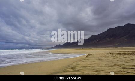 beach in the south of Fuerteventura in Cofete - Playa de Cofete Stock Photo