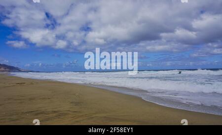 beach in the south of Fuerteventura in Cofete - Playa de Cofete Stock Photo