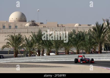 File photo dated 14-03-2010 of McLaren's Lewis Hamilton during the Gulf Air Bahrain Grand Prix at the Bahrain International Circuit in Sakhir, Bahrain Issue date: Thursday March 25, 2021. Stock Photo