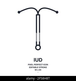 IUD or intrauterine device editable stroke outline icon isolated on white background vector illustration. Pixel perfect. 64 x 64. Stock Vector