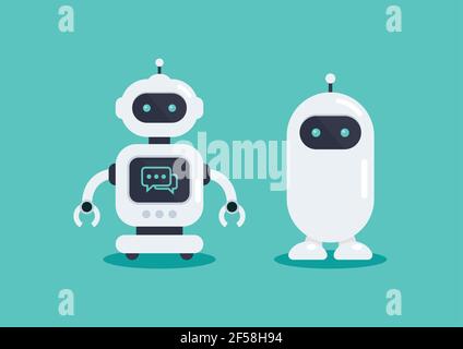 Two robots in vector illustration. Graphic design in flat style Stock Vector