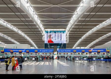 London, United Kingdom - May 13, 2016: London Heathrow Airport LHR Terminal 5 in the United Kingdom. Stock Photo