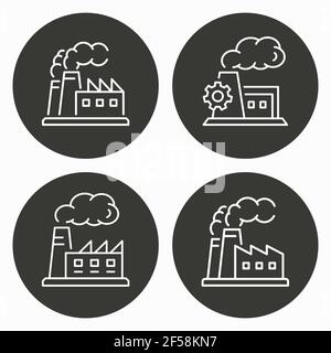Industry manufactory building icon. Vector illustration isolated. Simple pictogram for graphic and web design. Stock Vector