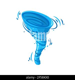 Water whirpool storm. Swirling water vortex in cartoon style. Vector illustration isolated on white background Stock Vector