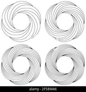 Set circular flower pattern swirling finer lines vector ring template logo pattern ball thread for knitting Stock Vector