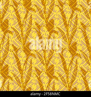 Yellow lily pattern. Seamless yellow geometry flower pattern. Vector illustration. Stock Vector