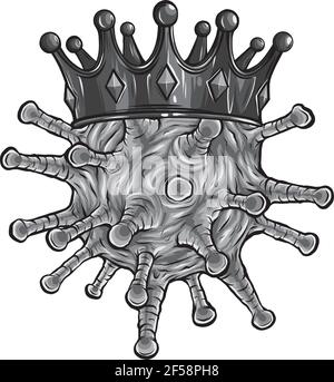 design of Coronavirus in a cartoon style with crown Stock Vector
