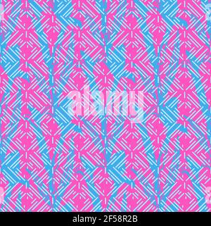 Pink blue lily pattern. Seamless yellow geometry flower pattern. Vector illustration. Stock Vector