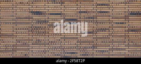 Brick burnt Beige, Brown, Red texture. Tiling clean for background pattern. Rectangle mosaic tiles wall high resolution. Old or artificially aged in p Stock Photo