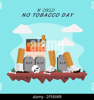 Flat world no tobacco day illustration Vector illustration. Stock Vector