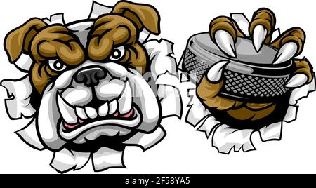 Bulldog Ice Hockey Player Animal Sports Mascot Stock Vector