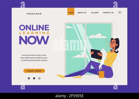 Detailed online learning landing page Vector illustration Stock Vector ...